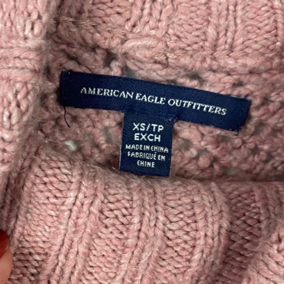 American Eagle mauve mock neck open knit sweater size XS - Picture 8 of 9